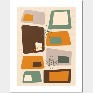 Mid Century Modern Abstract 18 Brown, Orange, Green Posters and Art